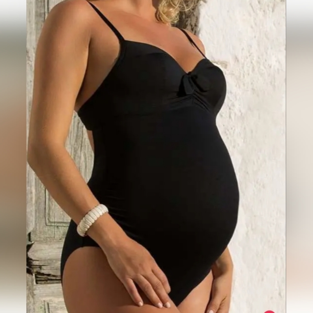 Cache Coeur Monaco underwired maternity swimsuit w bow detail size 34 c/d NWOT